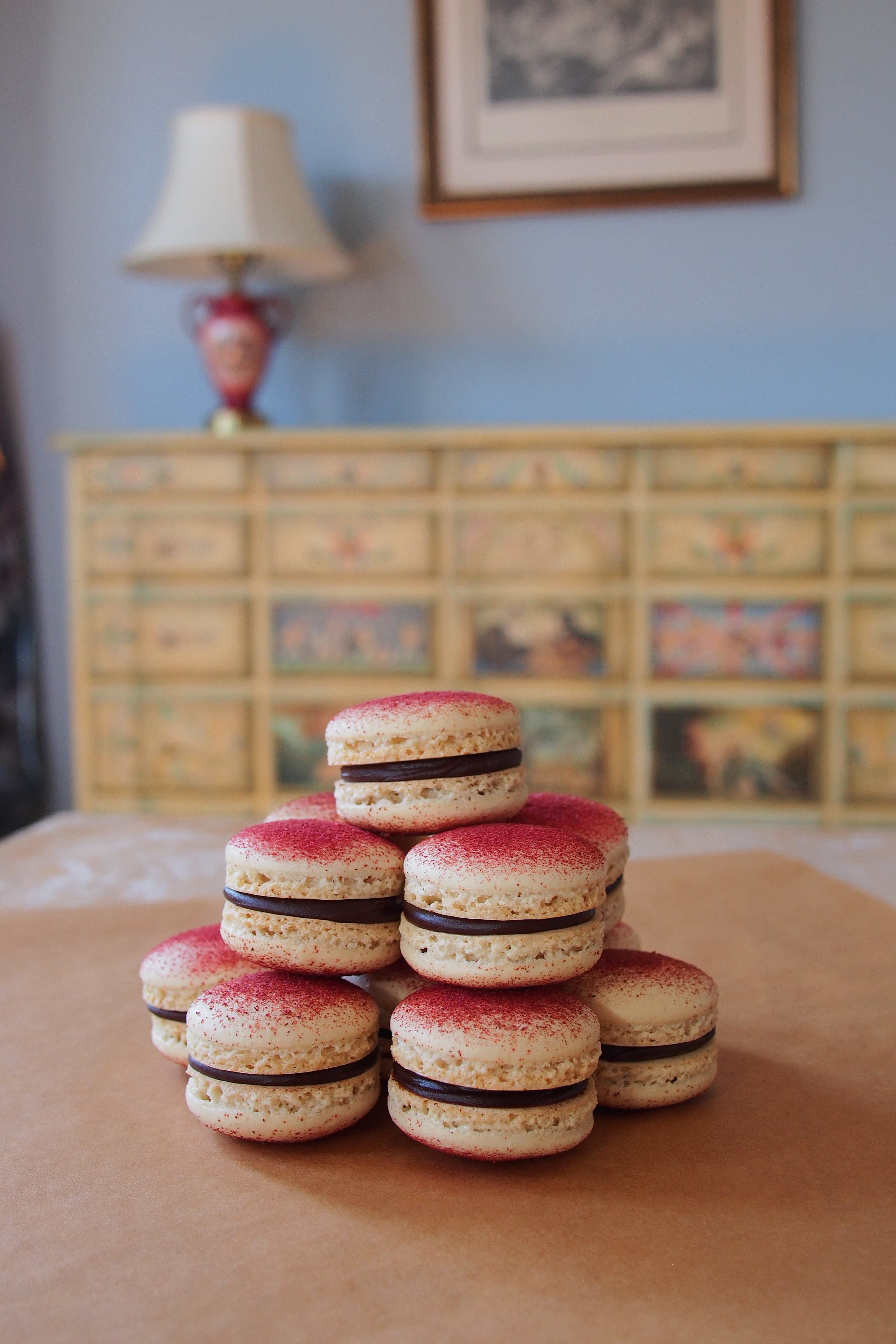Raspberry macarons